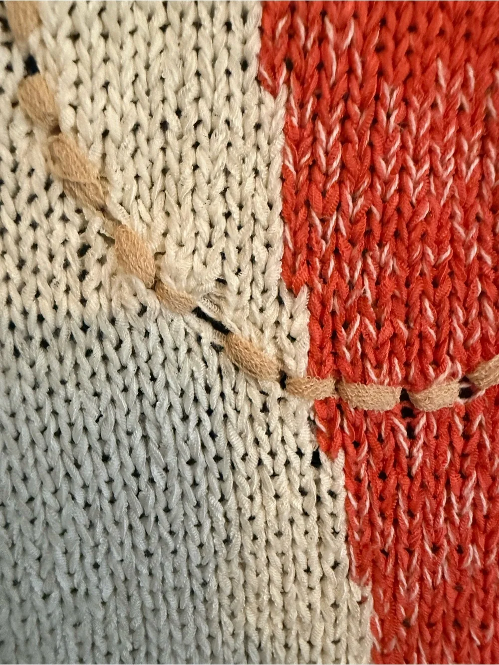 JM Collection Colorblock Red, Black, Cream & Tan Knit Scoop Neck Sweater